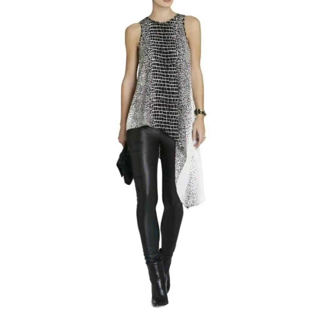 BCBG MAXAZRIA CINDI GIRAFFE PRINTED TOP XS AND S